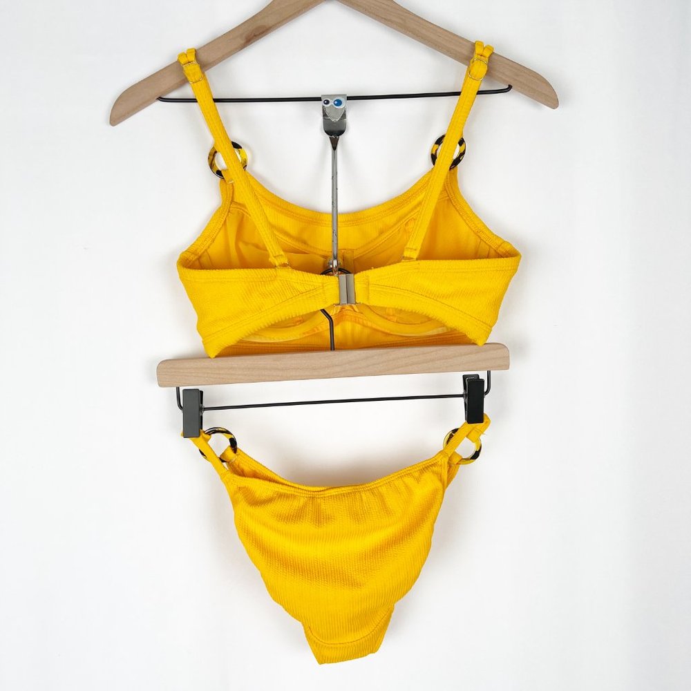Matching Bikini Set Ribbed Knit Ring Sporty Athletic Supportive 32DD / Medium - Picture 8 of 9